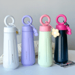Simple stainless steel thermos for girls flower handle thickened vacuum outdoor portable travel cup