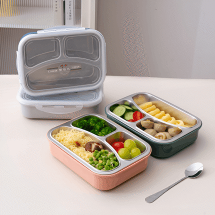 Stainless Steel Portable Sealed Lunch Box with three Compartments