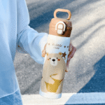 Double-Drink Pop-Top Lid, Cute and Good-Looking Thermos Cartoon Water Bottles - Image 4