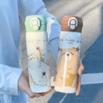 Double-Drink Pop-Top Lid, Cute and Good-Looking Thermos Cartoon Water Bottles - Image 2