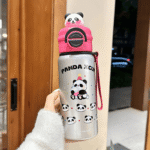Panda Thermos Stainless Steel Kidsren's Student Portable Straw+Rope Water Kettle - Image 9