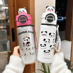 Panda Thermos Stainless Steel Kidsren's Student Portable Straw+Rope Water Kettle - Image 3
