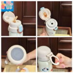 Cartoon Thermos for Students, Portable New Water Bottle Stainless Steel Double Drinking Straw Cup - Image 4