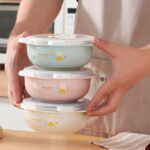 Children's Food Stainless Steel Bowl with Lid Insulated Heat Preservation Bowl Anti-drop