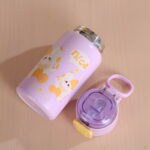Cute Stainless Steel Thermos Cup with High-Looking Pop-Up Lid and Straw for Outdoor Children and Students - Image 3