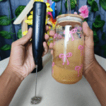☕ Café at Home Combo | Bow Design Glass Tumbler + Prestige Mukti Coffee Foamer