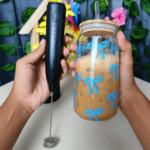 ☕ Café at Home Combo | Bow Design Glass Tumbler + Prestige Mukti Coffee Foamer - Image 3